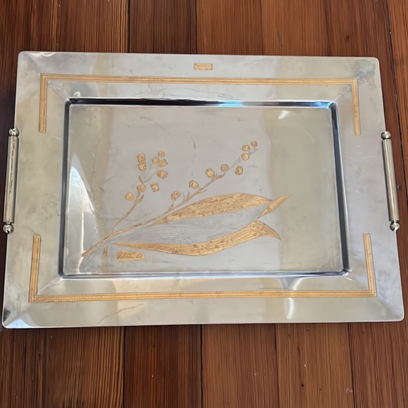 Vintage Elegant Gioiel Oro Tray Designed by Roberto C. Italy 24 K Inox 18/10 - Picture 5 of 16